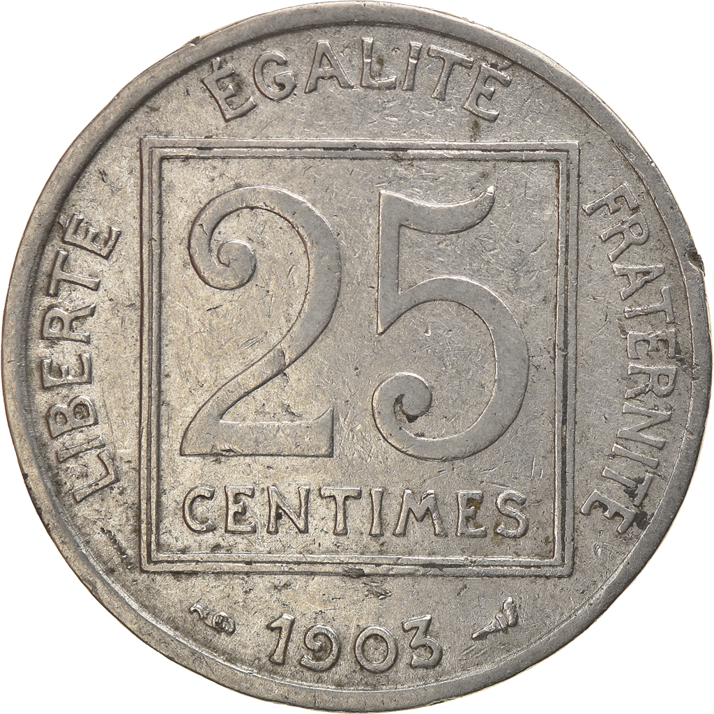 Coin, France, Patey, 25 Centimes, 1903, Paris, , Nickel, KM:855