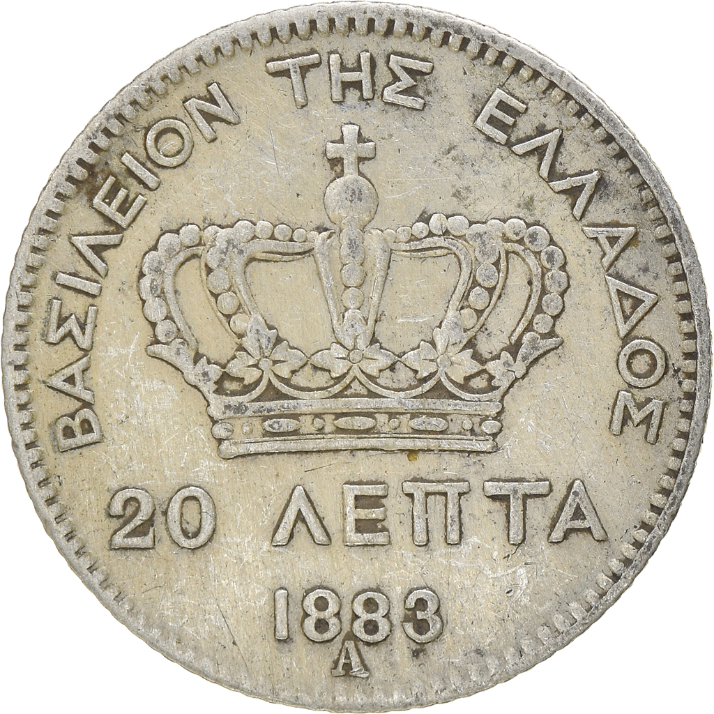Coin, Greece, George I, 20 Lepta, 1883, Paris, , Silver, KM:44