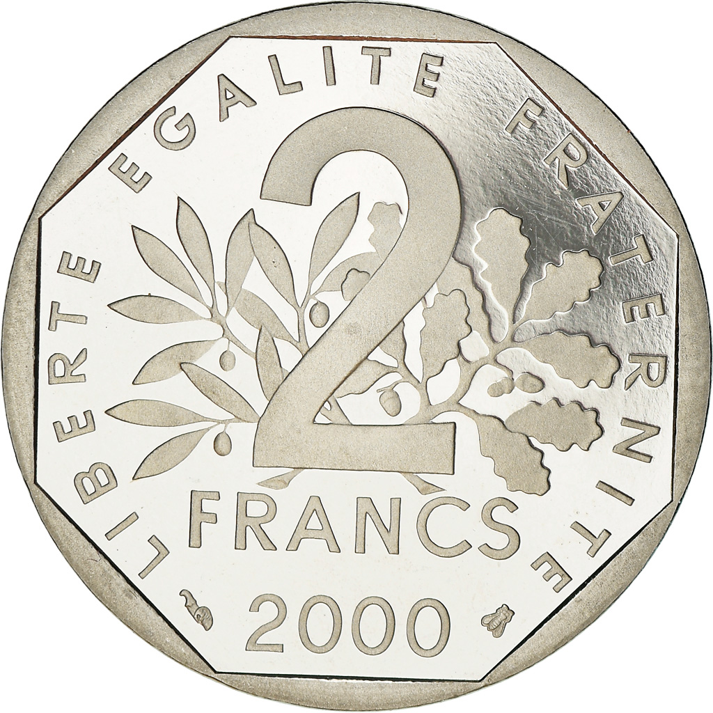 Coin, France, Semeuse, 2 Francs, 2000, Paris, Proof / BE, , Nickel