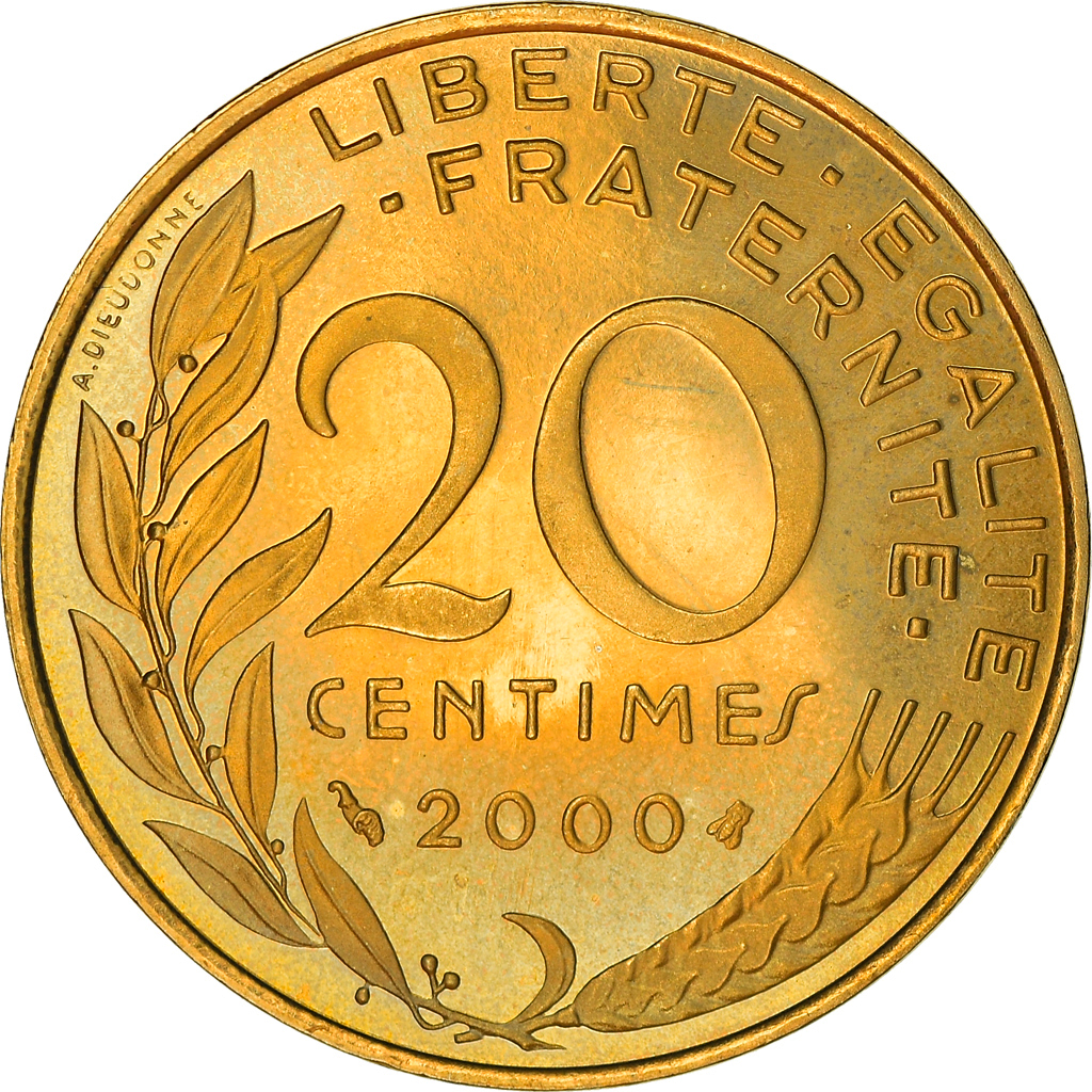Coin, France, Marianne, 20 Centimes, 2000, Paris, Proof / BE, 