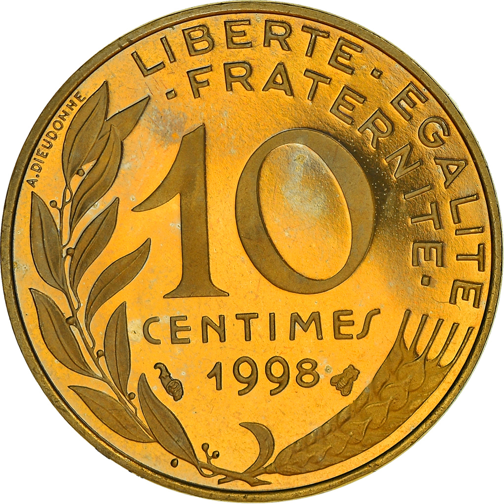 Coin, France, Marianne, 10 Centimes, 1998, Paris, Proof / BE, 