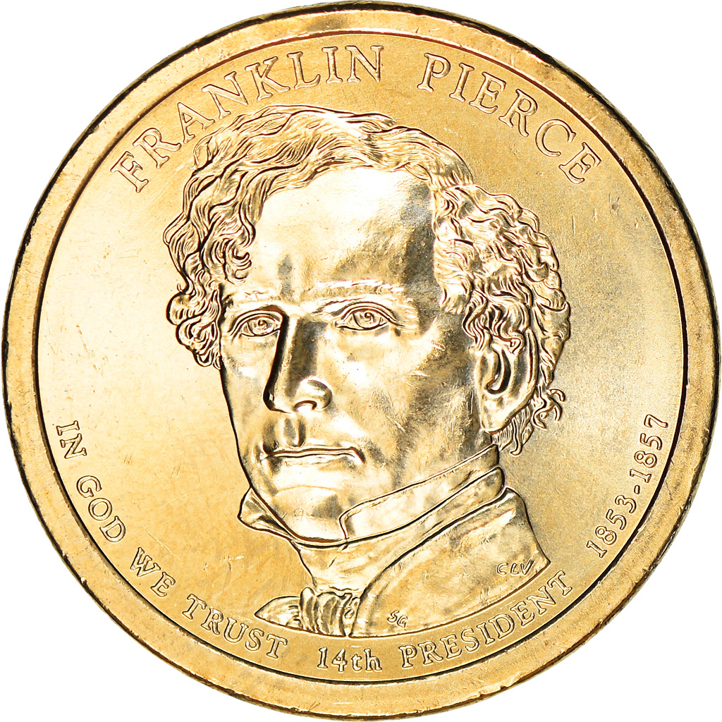 Coin, United States, Dollar, 2010, U.S. Mint, Franklin Pierce, 