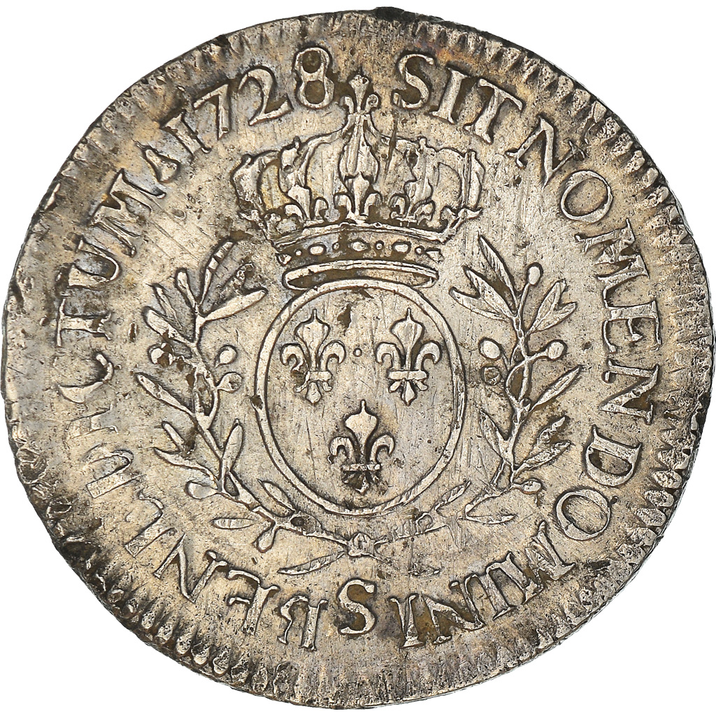 Coin, France, 1/5 Ecu, 1728, Reims, , Silver, Gadoury:298