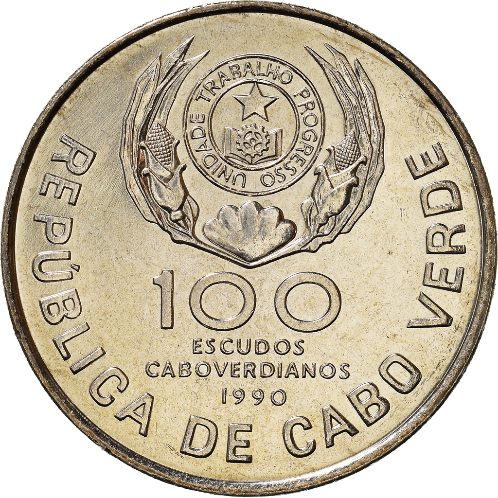 Coin, Cape Verde, 100 Escudos, 1990, Pape Jean Paul II, , Coppernickel