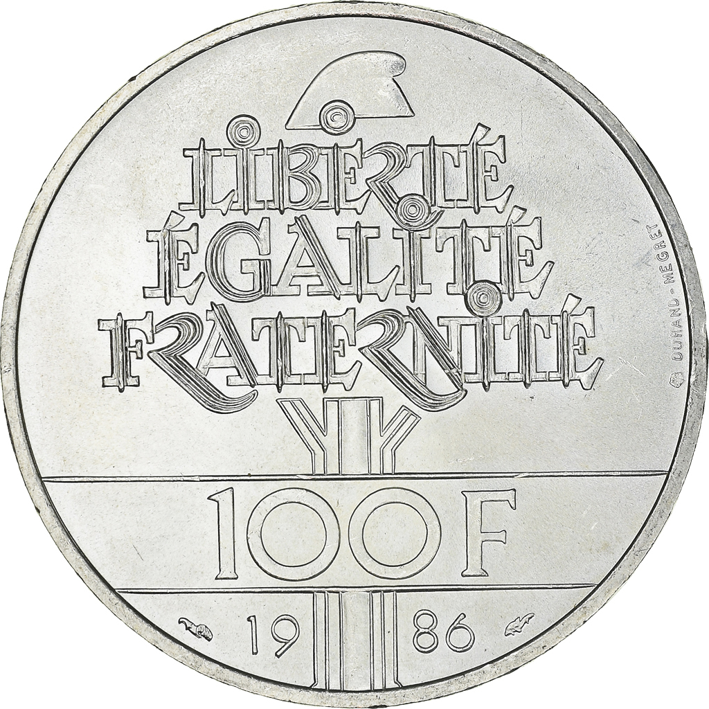 Coin, France, Statue de la Liberté, 100 Francs, 1986, , Silver, KM:960a