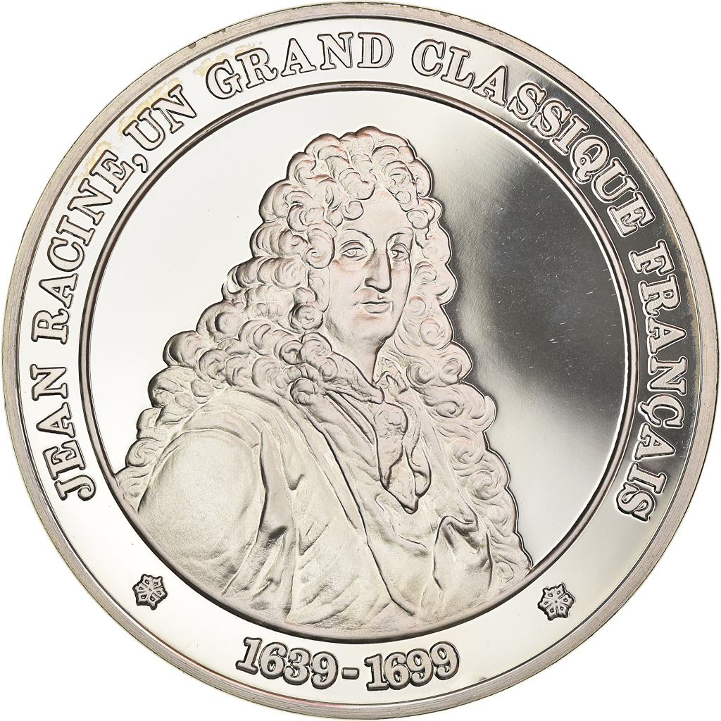 France, Medal, French Fifth Republic, Jean Racine grand classique Français 1639