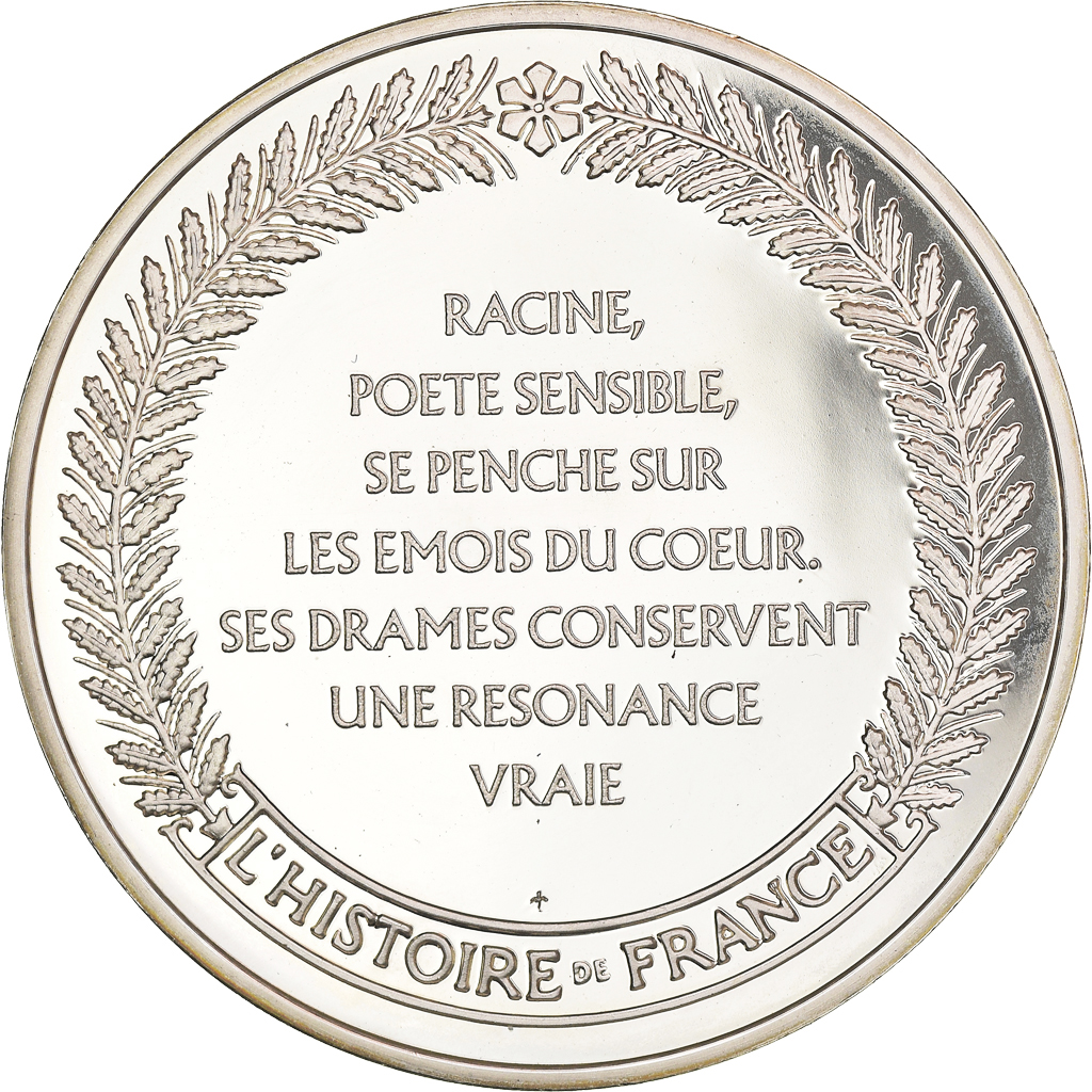 France, Medal, French Fifth Republic, Jean Racine grand classique Français 1639