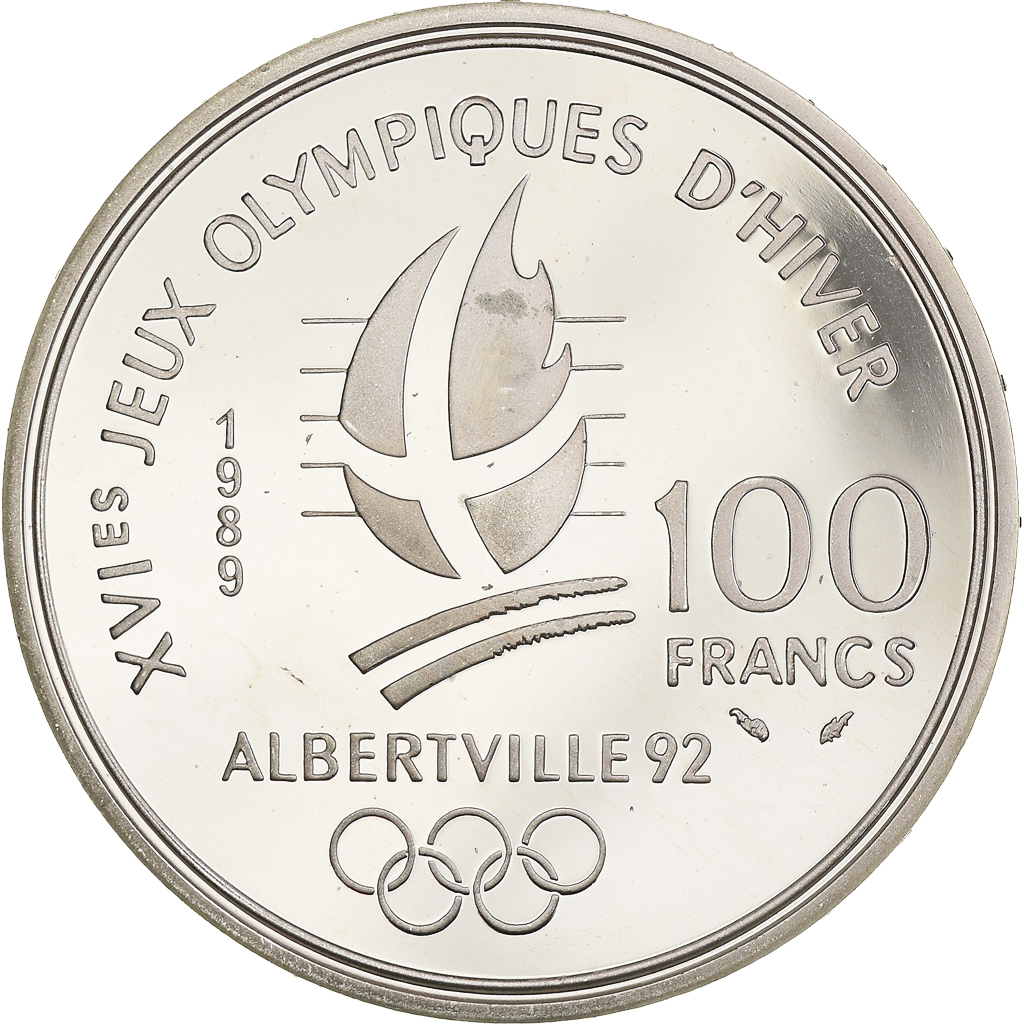 Coin, France, patinage artistique, 100 Francs, 1989, BE, , Silver