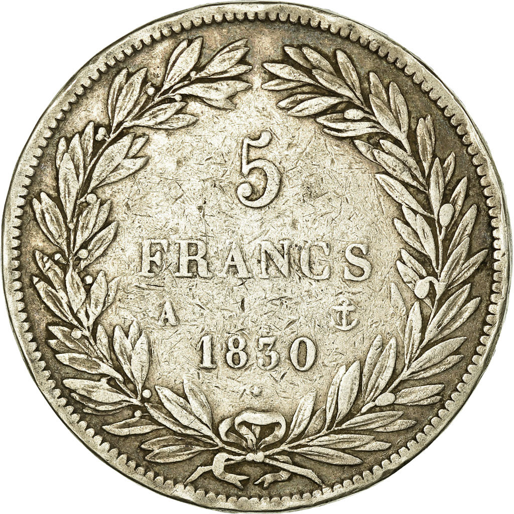 Coin, France, Louis-Philippe, 5 Francs, 1830, Paris, VF, Silver