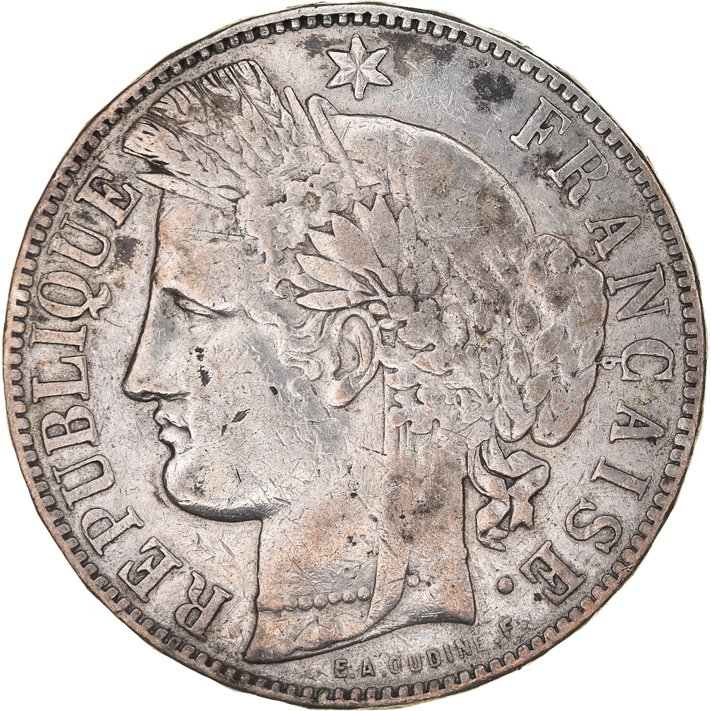 Coin, France, Cérès, 5 Francs, 1871, Bordeaux, , Silver, KM:818.2