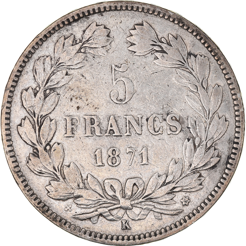 Coin, France, Cérès, 5 Francs, 1871, Bordeaux, , Silver, KM:818.2