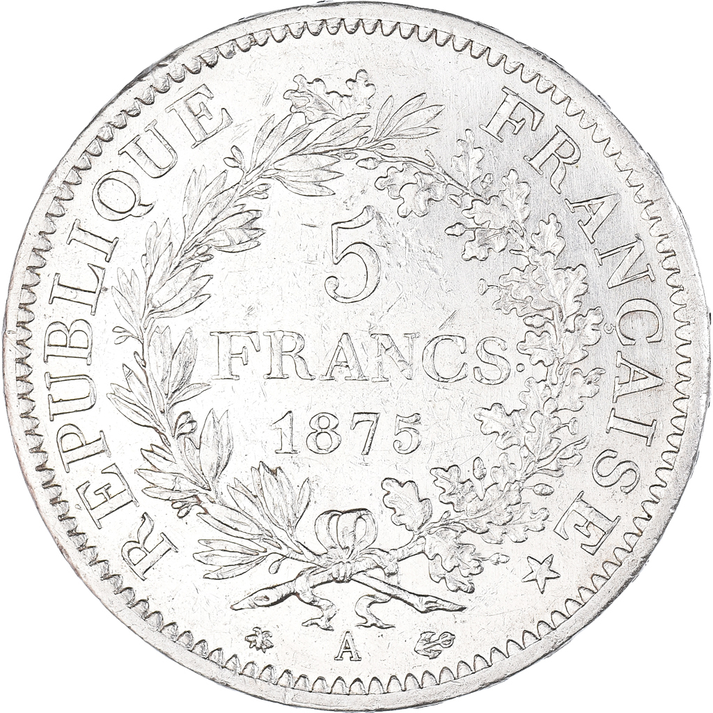Coin, France, Hercule, 5 Francs, 1875, Paris, , Silver, KM:820.1