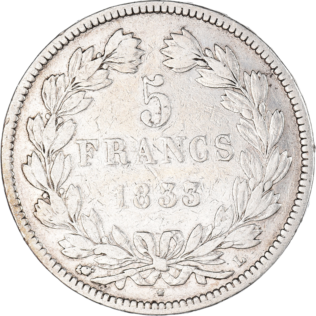 Coin, France, Louis-Philippe, 5 Francs, 1833, Bayonne, , Silver