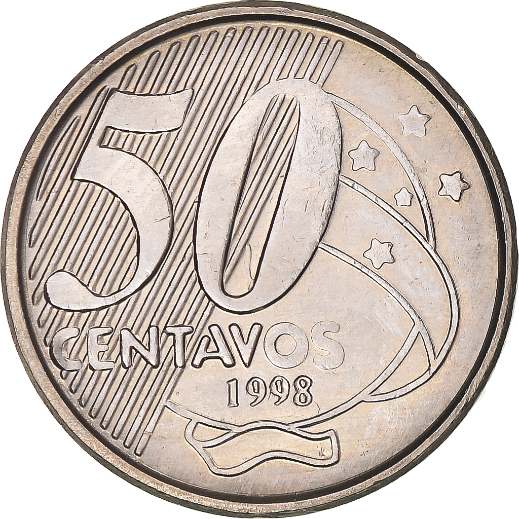 Coin, Brazil, 50 Centavos, 1998, , Copper-nickel, KM:651 | South