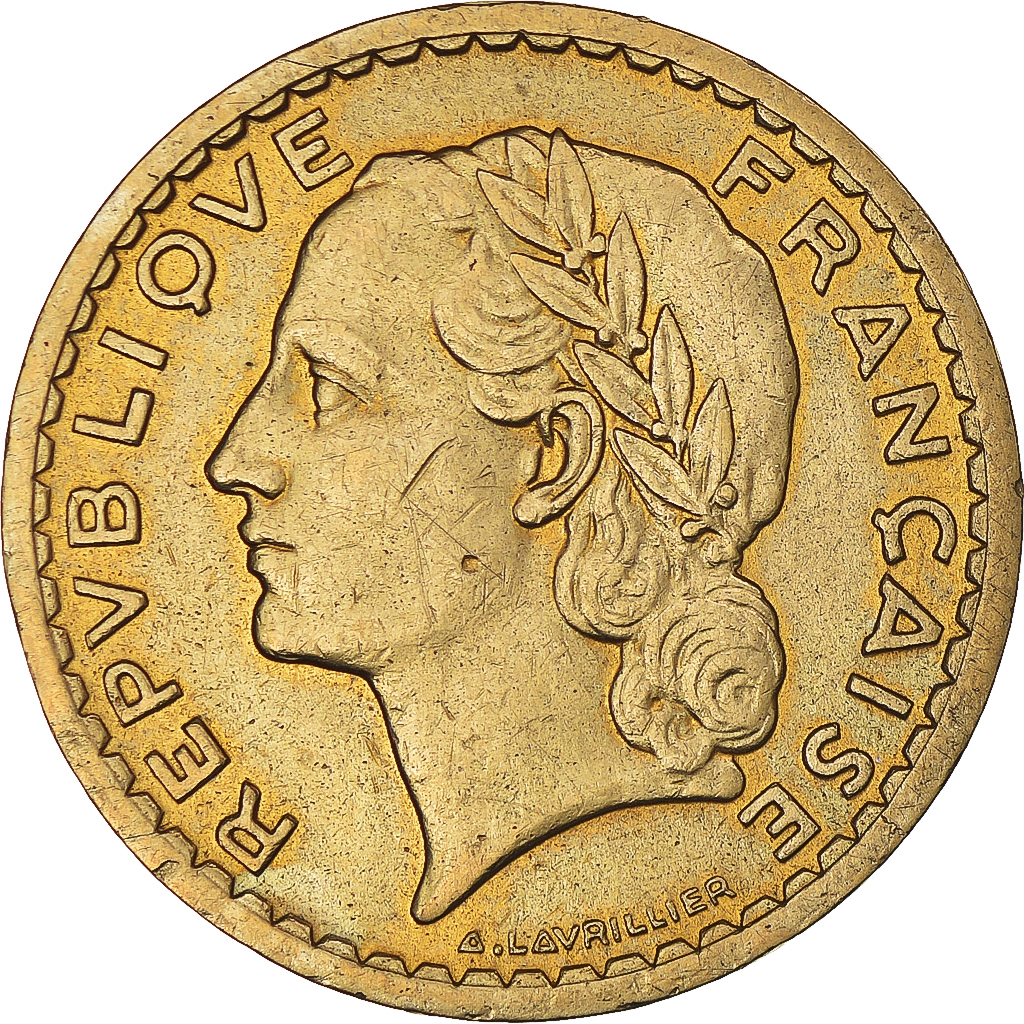 Coin, France, Lavrillier, 5 Francs, 1945, Paris, , Aluminum-Bronze