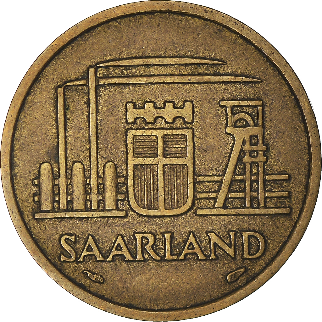 Coin, SAARLAND, 20 Franken, 1954, Paris, , Aluminum-Bronze, KM:2
