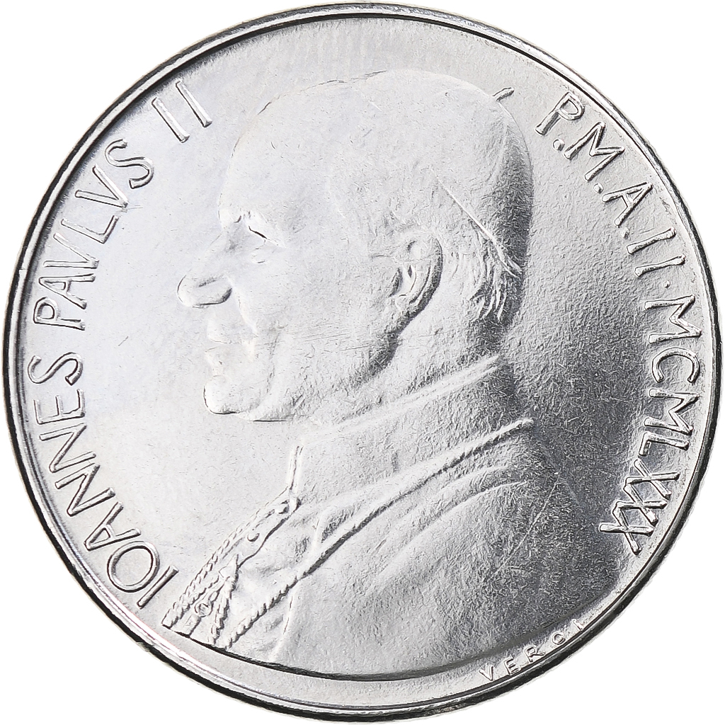 VATICAN CITY, John Paul II, 100 Lire, 1980, Roma, Stainless Steel, 
