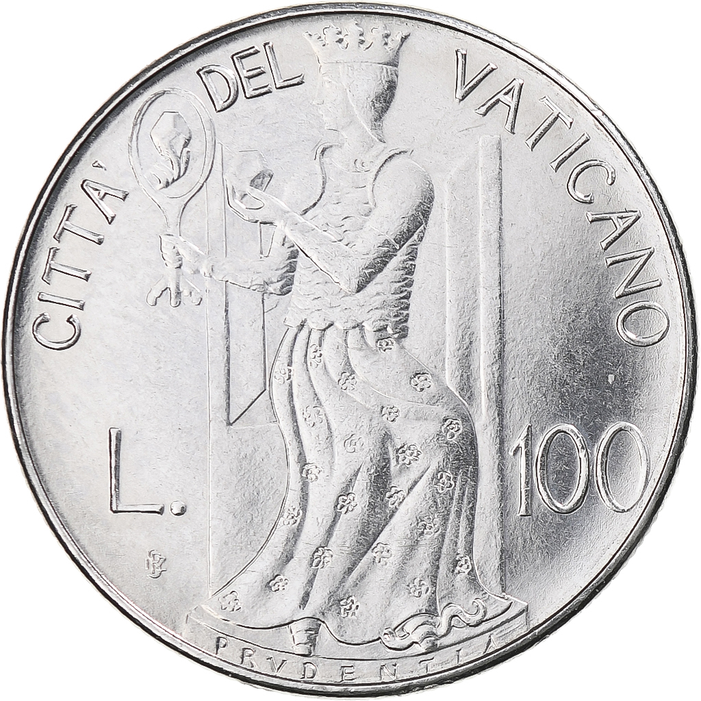 VATICAN CITY, John Paul II, 100 Lire, 1980, Roma, Stainless Steel, 