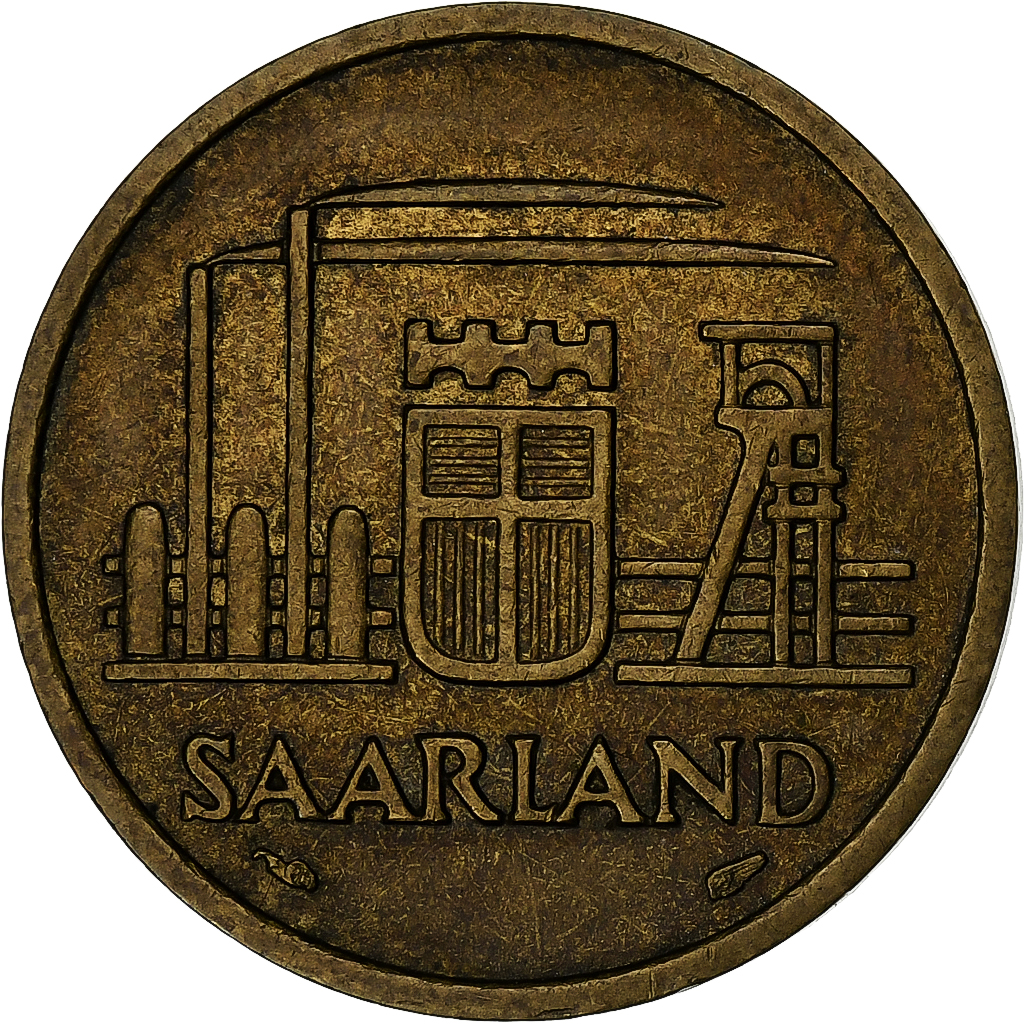 SAARLAND, 20 Franken, 1954, Paris, Aluminum-Bronze, , KM:2