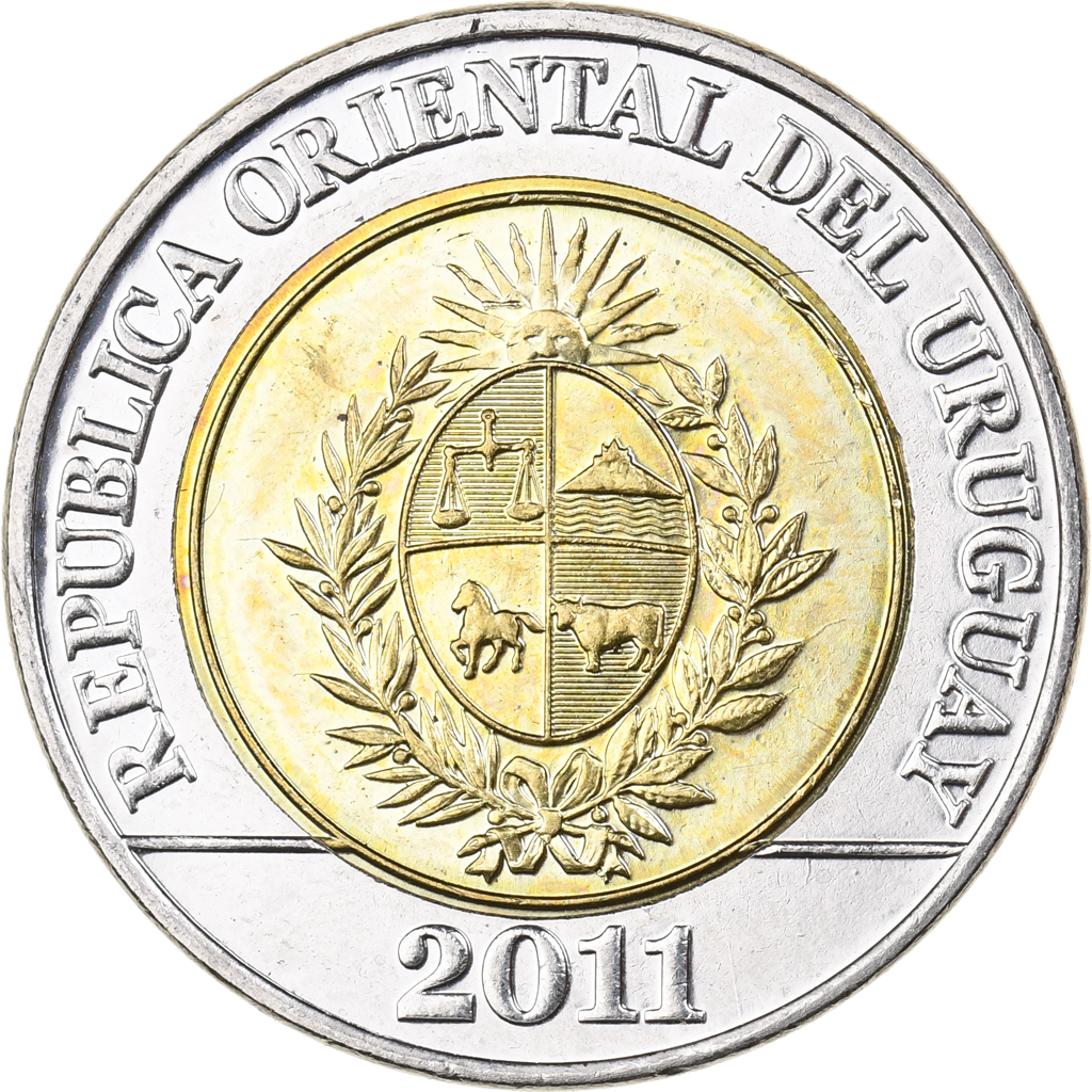 Uruguay, 10 Pesos Uruguayos, 2011, Bi-Metallic, , KM:134