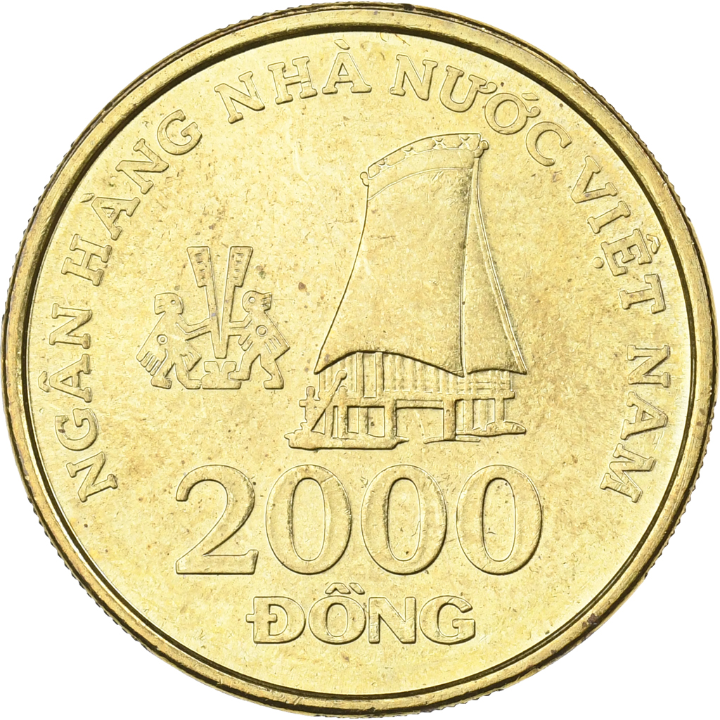 Vietnam, SOCIALIST REPUBLIC, 2000 Dông, 2003, Vantaa, Brass plated steel