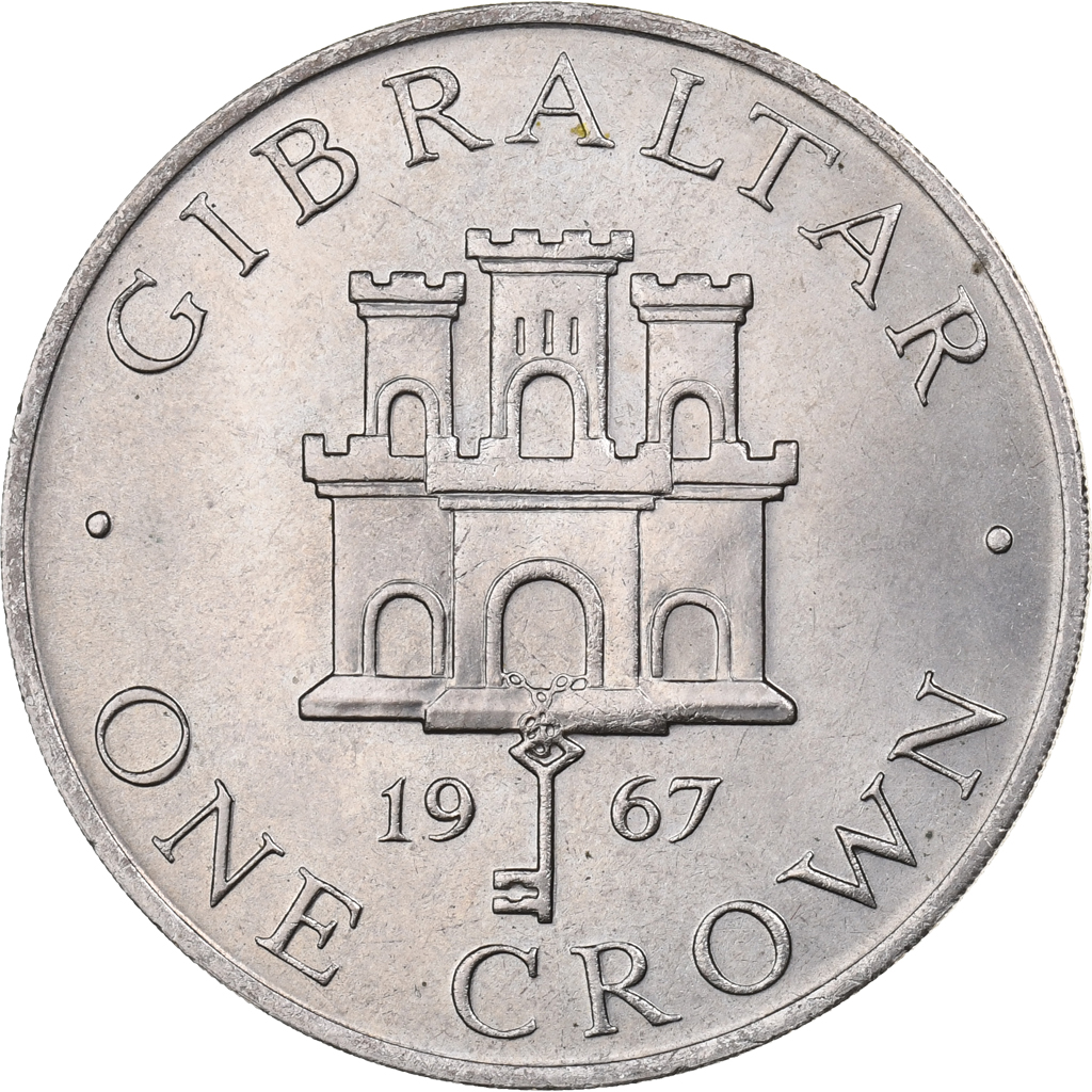 Gibraltar, Elizabeth II, Crown, 1967, Copper-nickel, , KM:4