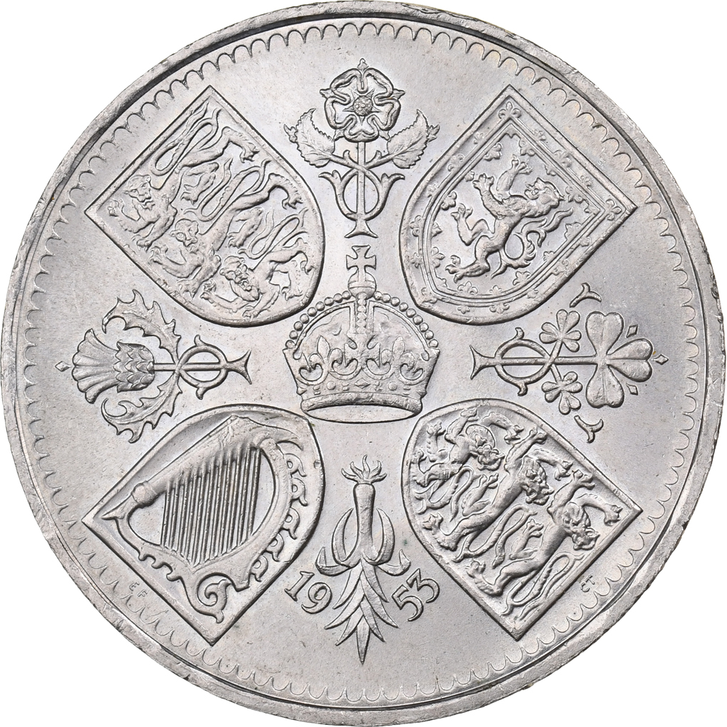 Great Britain, Elizabeth II, Crown, 1953, Copper-nickel, , KM:894