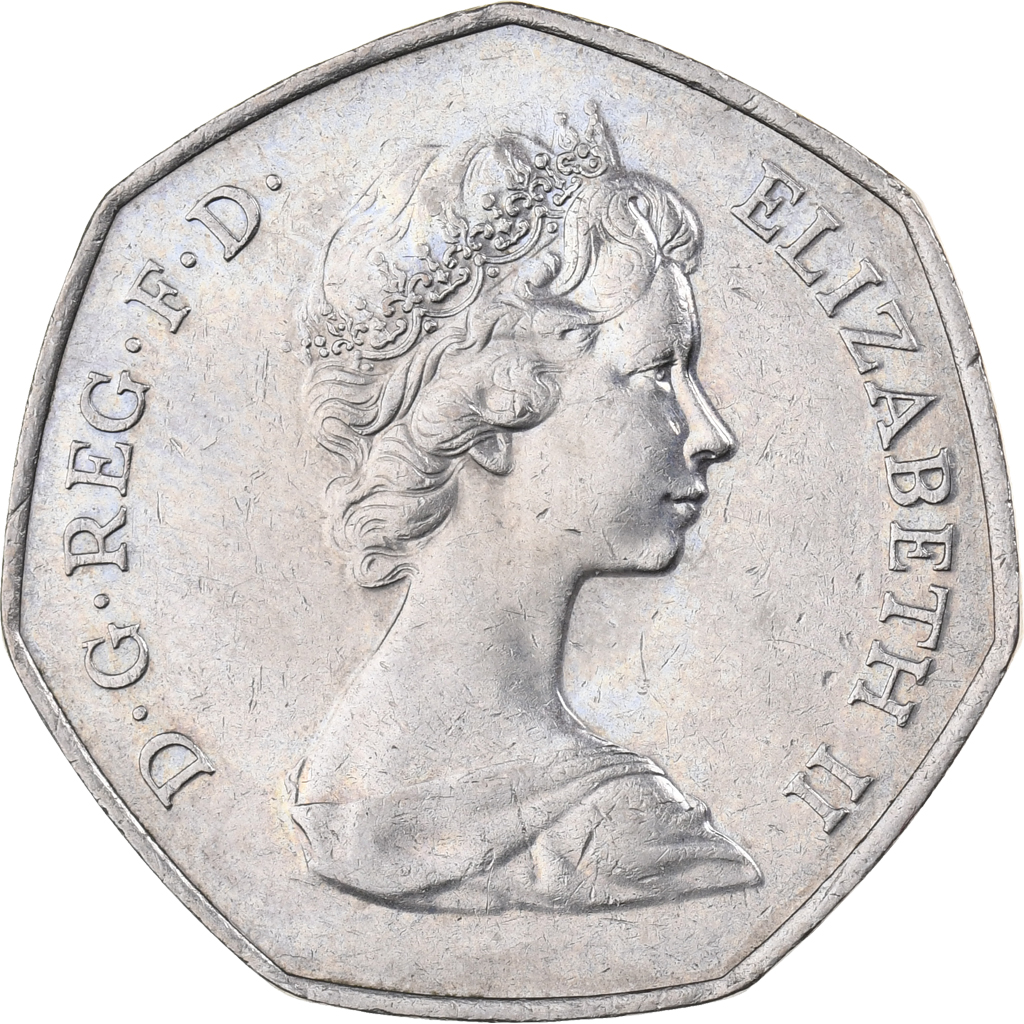 Great Britain, Elizabeth II, 50 Pence, 1973, Copper-nickel, , KM:918