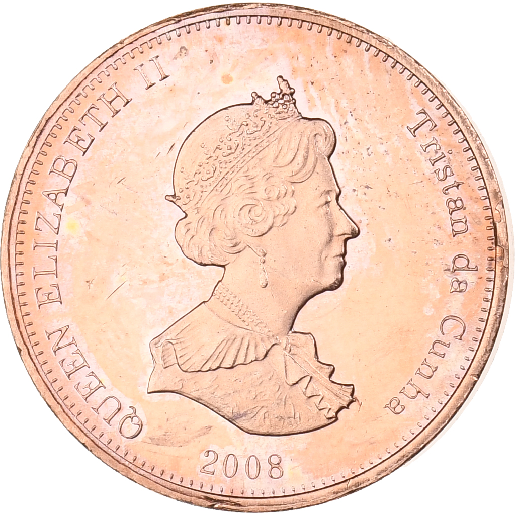 Tristan Da Cunha, Elizabeth II, 1/2 Penny, 2008, Franklin Mint, Copper, 