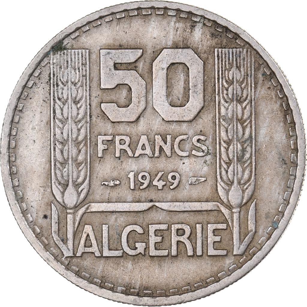 Algeria, 50 Francs, 1949, Paris, Cupronickel, VF, KM:92