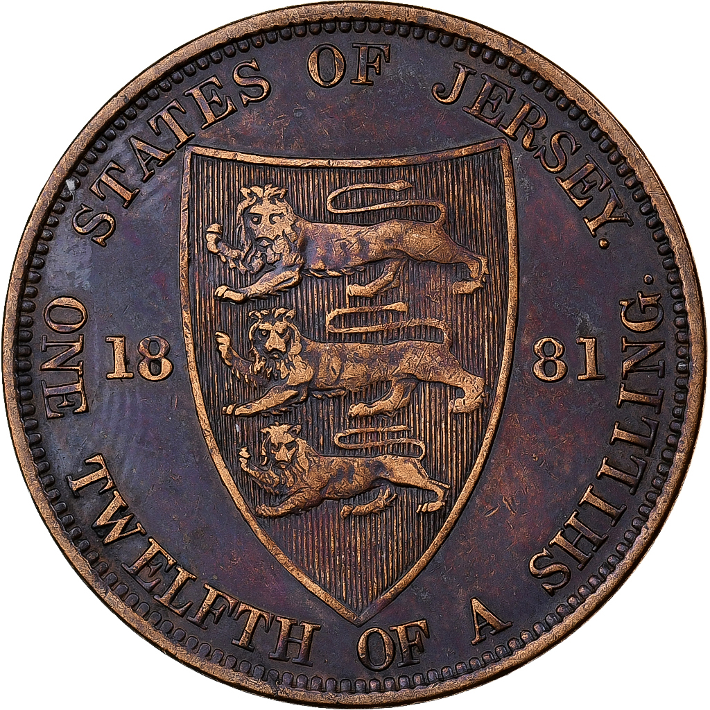 Jersey, Victoria, 1/12 Shilling, 1881, Bronze, , KM:8