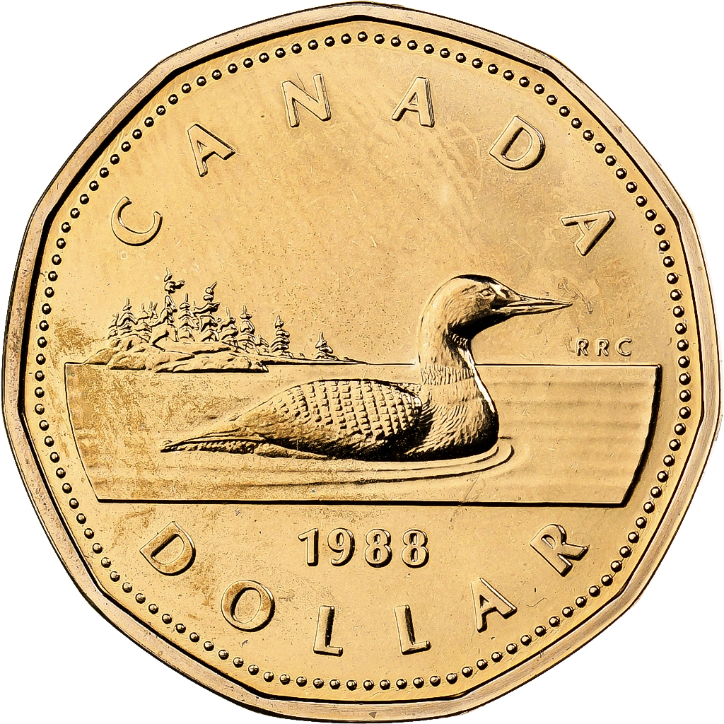Canada, Elizabeth II, Dollar, 1988, Royal Canadian Mint, Aureate-Bronze Plated