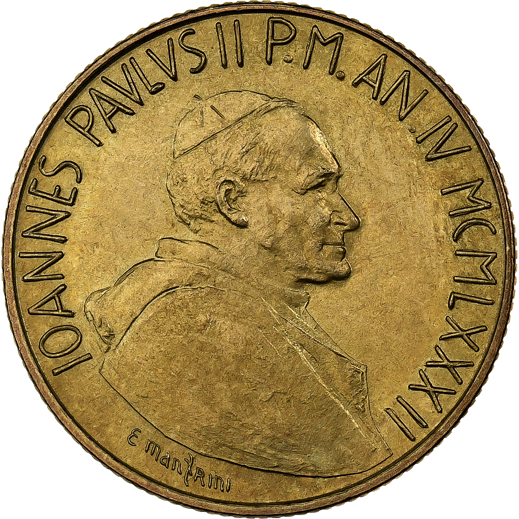 VATICAN CITY, John Paul II, 200 Lire, 1982 (Anno IV), Rome, Aluminum-Bronze