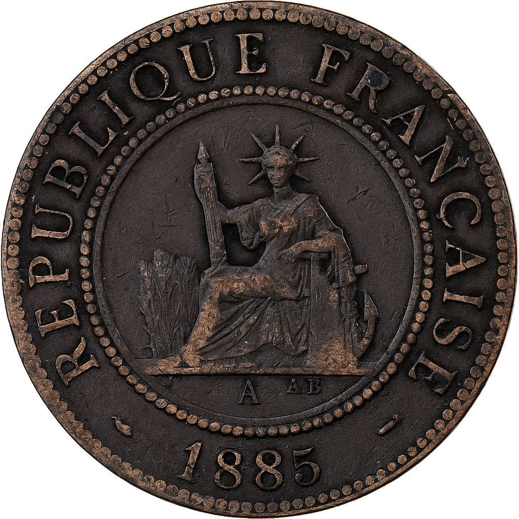 French Indo-China, Cent, 1885, Paris, Bronze, , KM:1