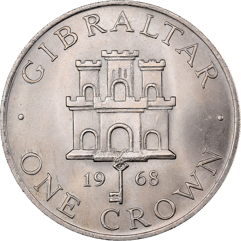 Gibraltar, Elizabeth II, Crown, 1968, Copper-nickel, , KM:4