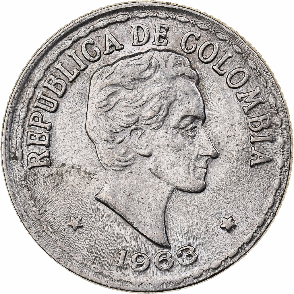 Colombia, 20 Centavos, 1963, Copper-nickel, AU, KM:215.2