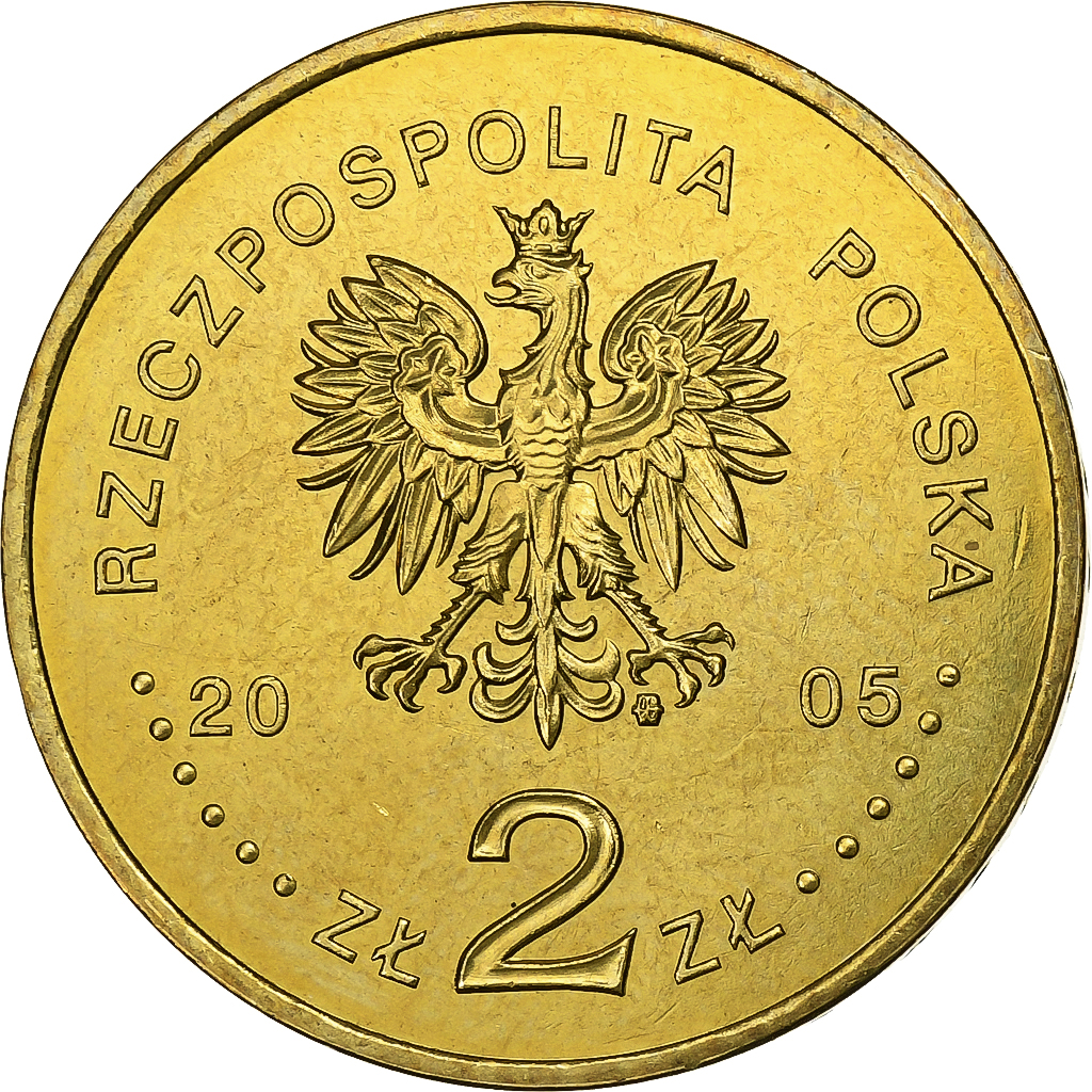 Poland, 2 Zlote, 2005, Warsaw, Brass, , KM:524
