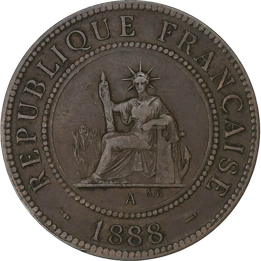 French Indo-China, Cent, 1888, Paris, Bronze, , KM:1