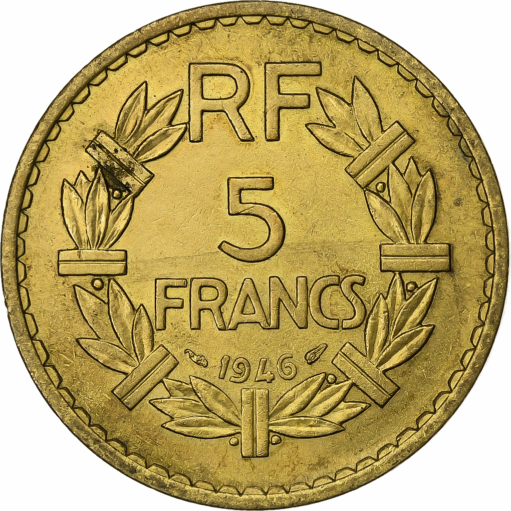 France, 5 Francs, Lavrillier, 1946, Aluminum-Bronze, , KM:888a.2