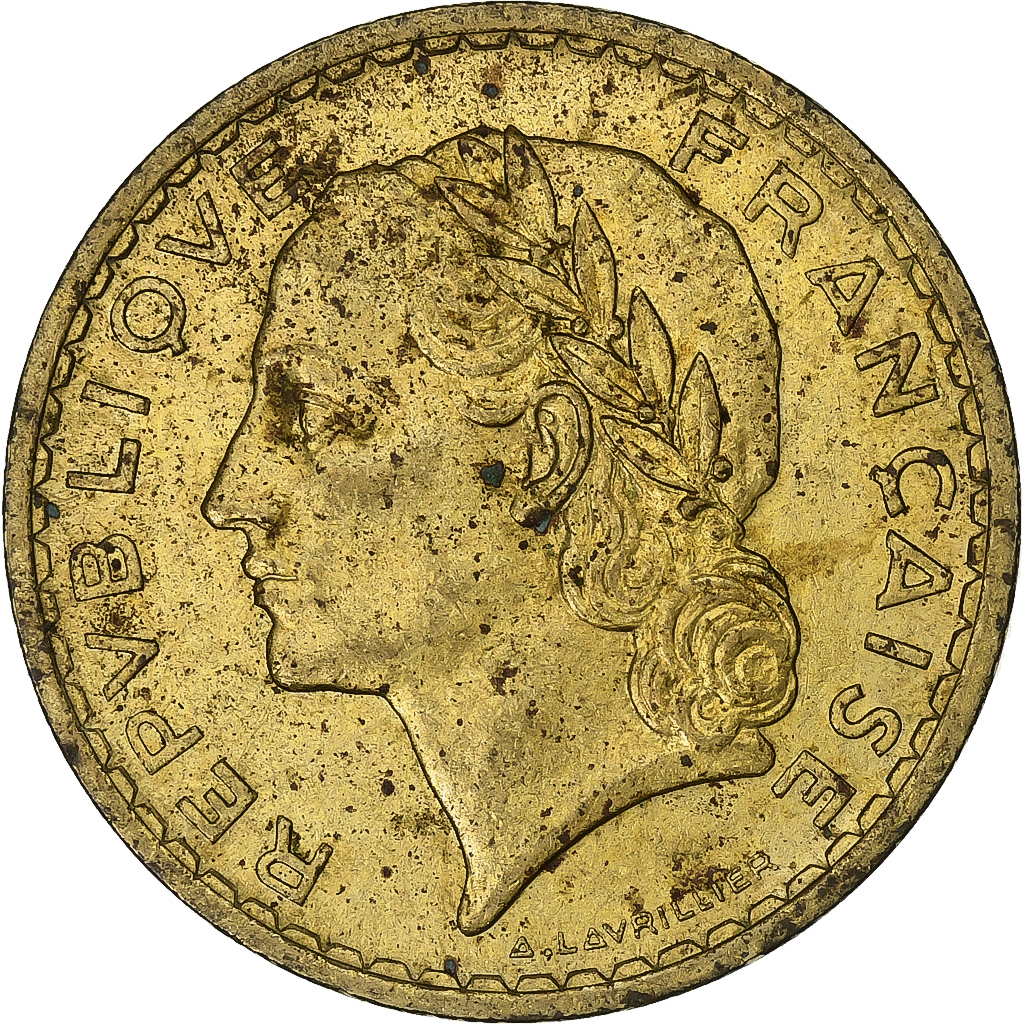 France, 5 Francs, Lavrillier, 1939, Aluminum-Bronze, , KM:888a.1