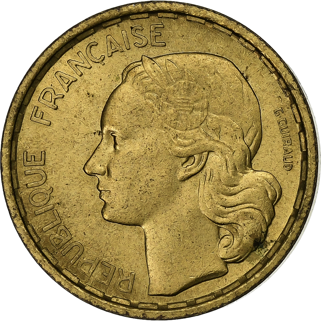 France, 10 Francs, Guiraud, 1950, Paris, Aluminum-Bronze, , KM:915.1