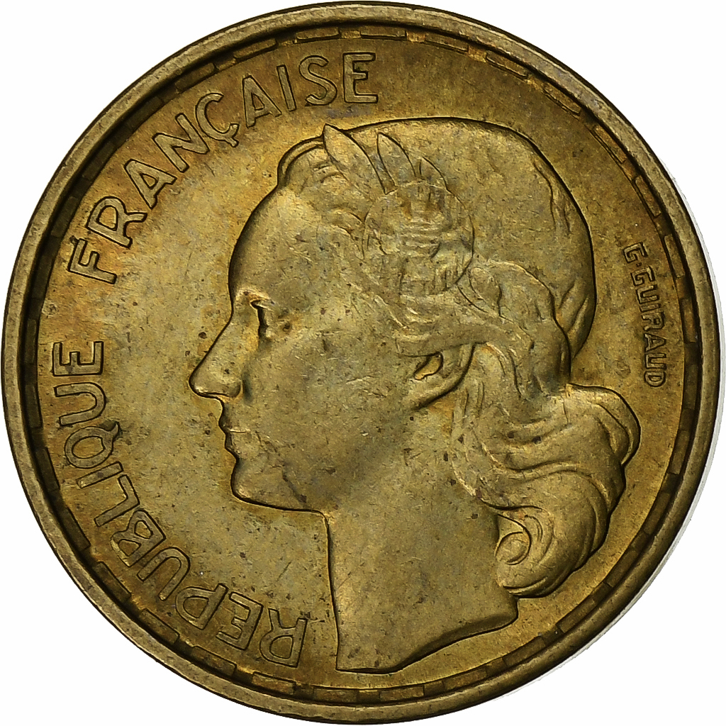 France, 10 Francs, Guiraud, 1952, Paris, Aluminum-Bronze, , KM:915.1