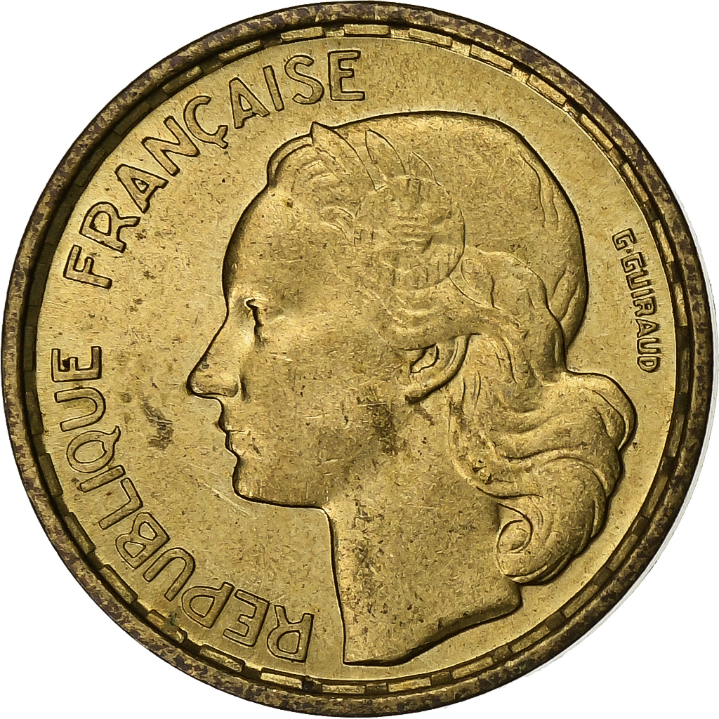France, 10 Francs, Guiraud, 1952, Paris, Aluminum-Bronze, , KM:915.1