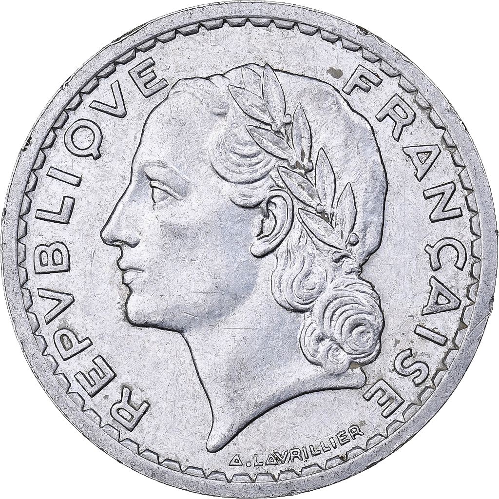France, 5 Francs, Lavrillier, 1945, Beaumont - Le Roger, Aluminum, 