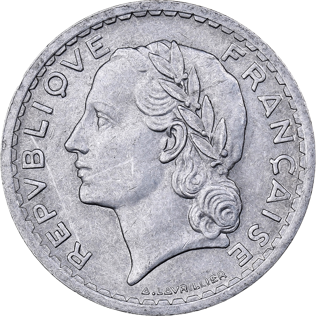 France, 5 Francs, Lavrillier, 1946, Paris, Aluminum, , KM:888b.1
