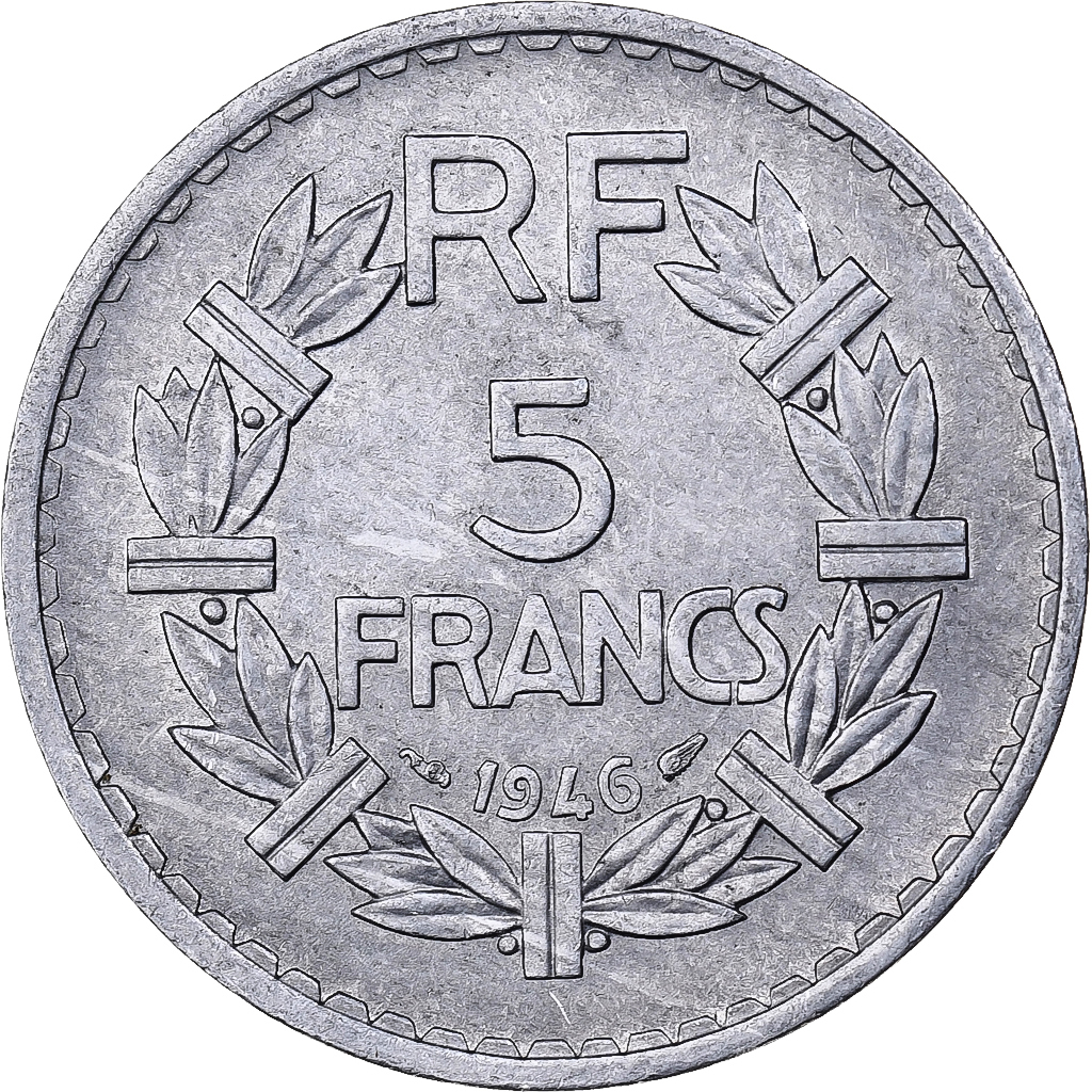 France, 5 Francs, Lavrillier, 1946, Paris, Aluminum, , KM:888b.1