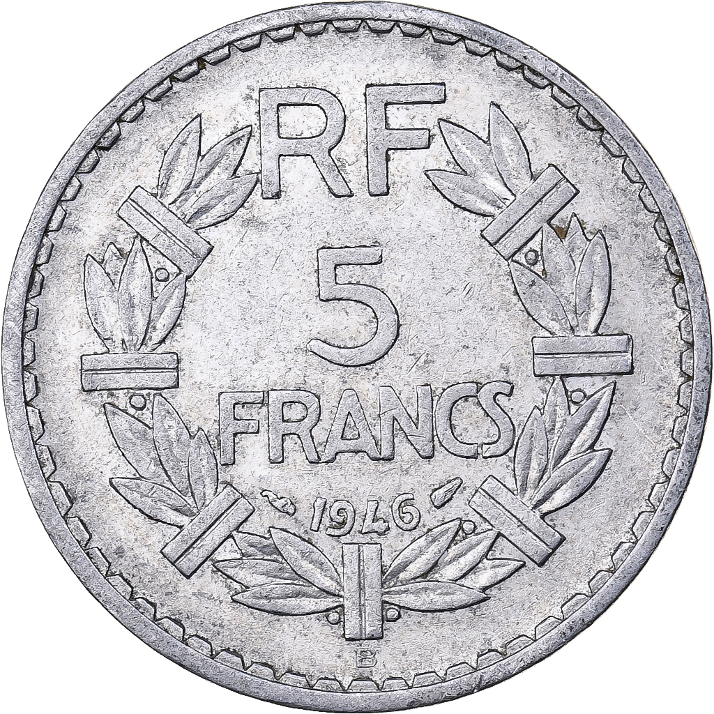 France, 5 Francs, Lavrillier, 1946, Paris, Aluminum, , KM:888b.1
