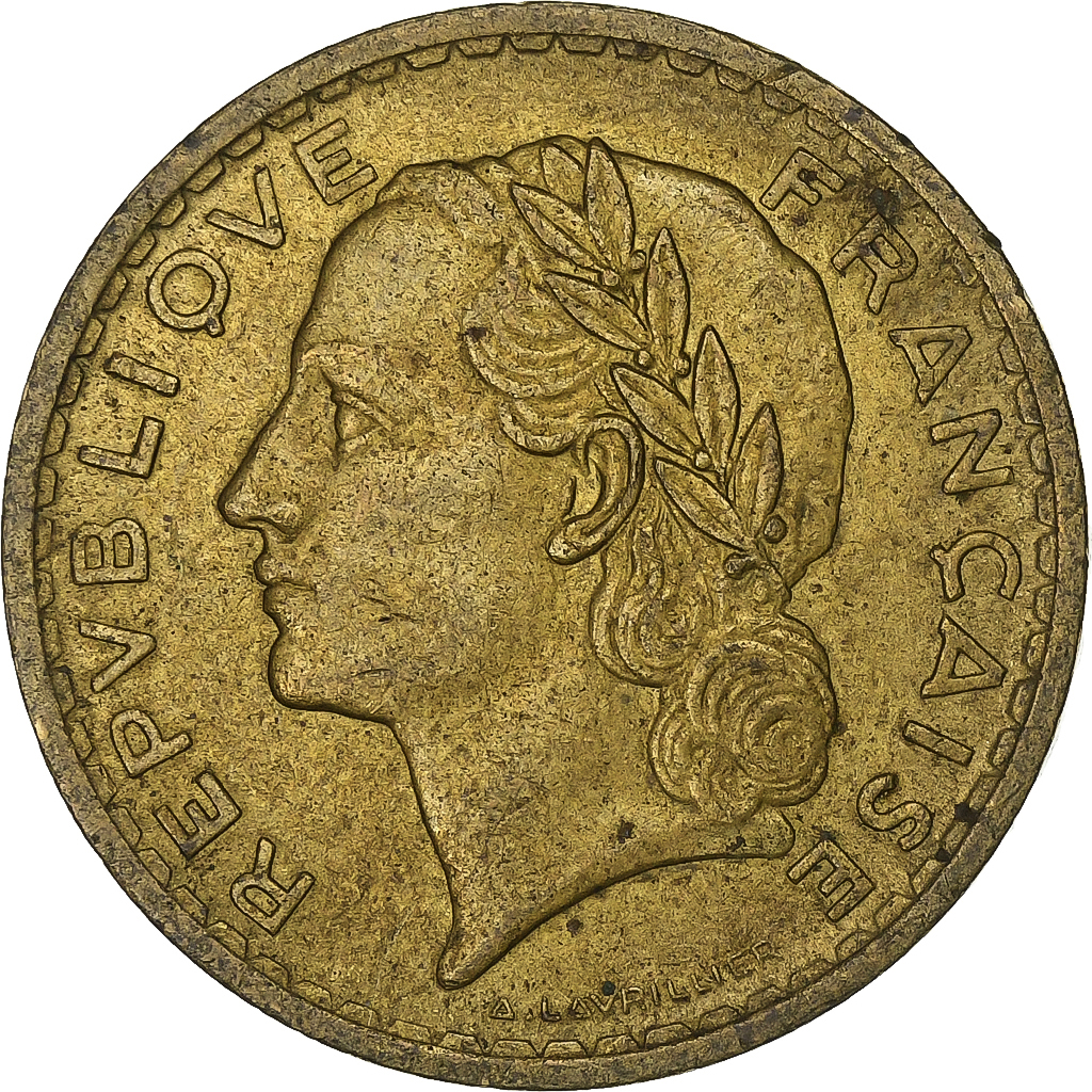 France, 5 Francs, Lavrillier, 1939, Aluminum-Bronze, , KM:888a.1