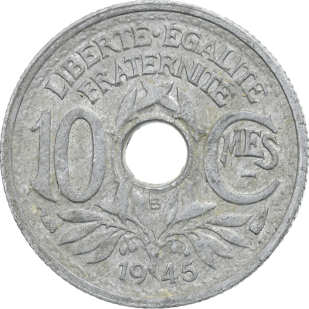 France, 10 Centimes, Lindauer, 1945, Beaumont - Le Roger, Zinc, VF