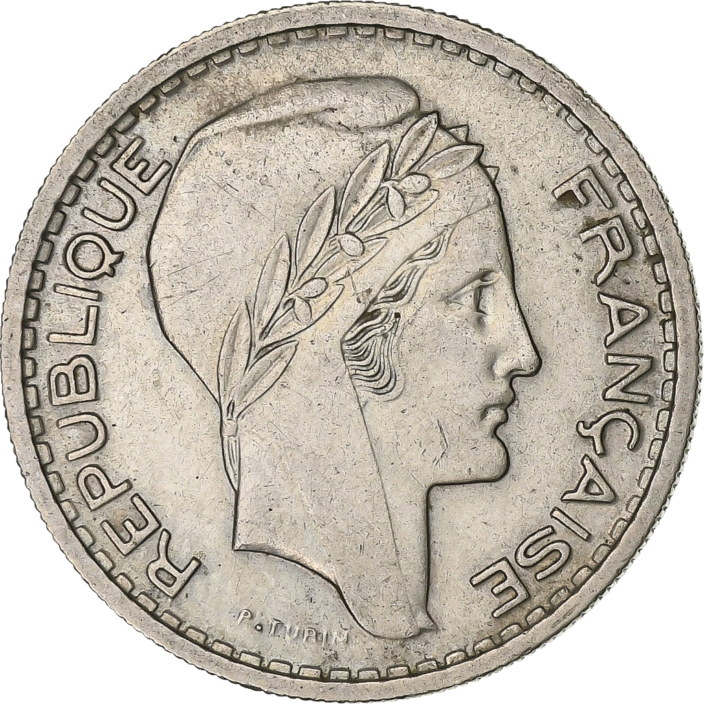 France, 10 Francs, Turin, 1947, Beaumont - Le Roger, Copper-nickel, 